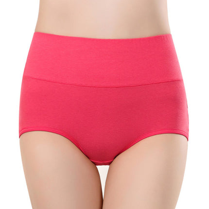 Belly Shaper High Elastic Waist Underwear Brief Stylish Plain Color Women Undergarments - Rose Pink