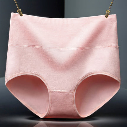 Belly Shaper High Elastic Waist Underwear Brief Stylish Plain Color Women Undergarments - Pink