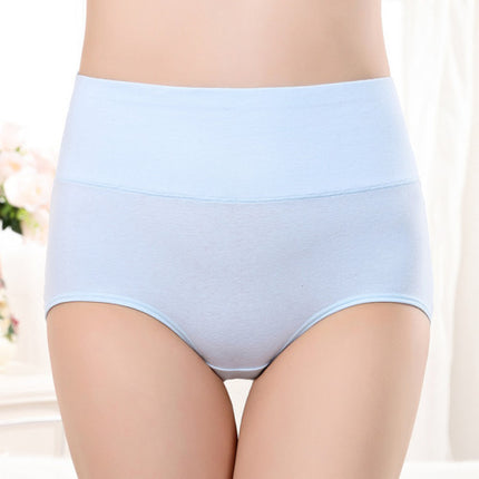 Belly Shaper High Elastic Waist Underwear Brief Stylish Plain Color Women Undergarments - Sky Blue