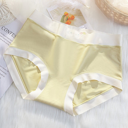 Elastic Waist Two Tone Hipster Panty Women's Innerwear Spandex Underwear's - Light Yellow