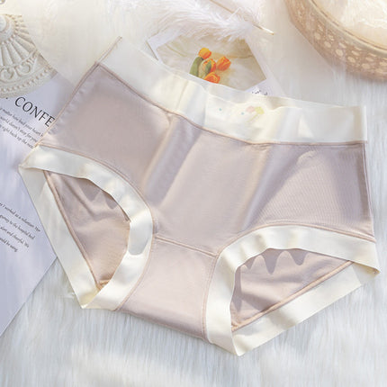 Elastic Waist Two Tone Hipster Panty Women's Innerwear Spandex Underwear's - Apricot