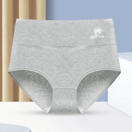 Stylish High Waist Brief Underwear Soft Summer Fabric Elastic Closure Mesh Pattern Underwear - Gray