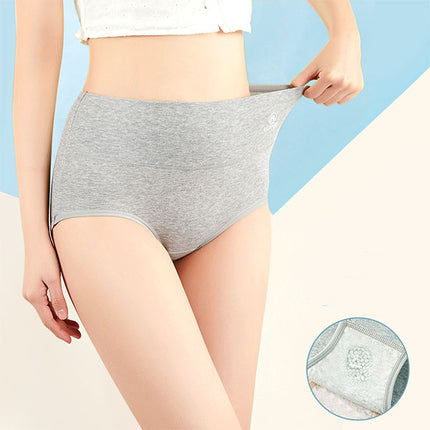 Stylish High Waist Brief Underwear Soft Summer Fabric Elastic Closure Mesh Pattern Underwear - Gray