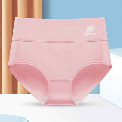 Stylish High Waist Brief Underwear Soft Summer Fabric Elastic Closure Mesh Pattern Underwear - Pink