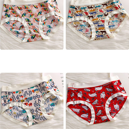 Stylish Animal Cartoon Print Hipster Panties Soft Breathable and Colorful Underwear for Women.