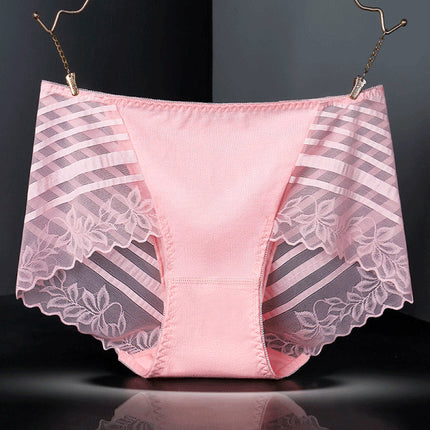 Stylish Floral Lace Hipster Underwear in Soft Cotton Blend Luxury Slim Fit Women's Panty - Light Pink