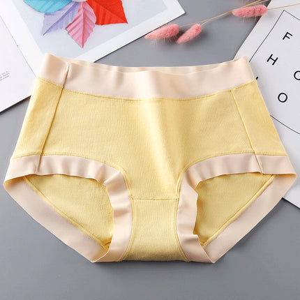 Stylish Cotton Blend Hipsters Comfortable Slim-Fitting Women's Underwear - Light Yellow