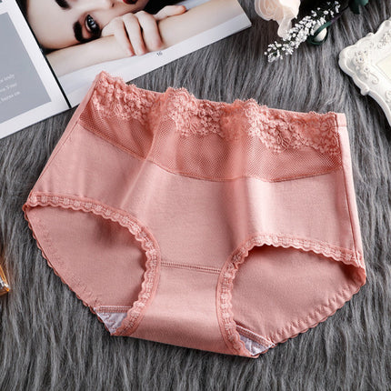 Stylish Lace Patched Women\'s Hipster Underwear Slim Fit Casual Pink Spandex Elastic Waist Inner Wear