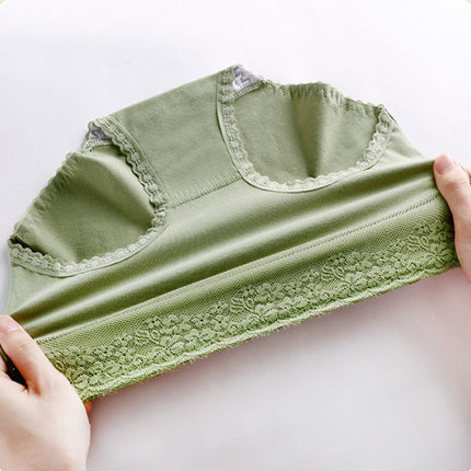 Stylish Lace Patched Hipster Underwear for Women Slim Fit Casual Fashion in Green Spandex