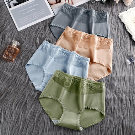 Stylish Lace Patched Hipster Underwear for Women Slim Fit Casual Fashion in Green Spandex