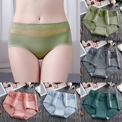 Stylish Lace Hipster Underwear Slim Fit Elastic Waist Dark Green Spandex Thin Fabric Inner Wear for Women