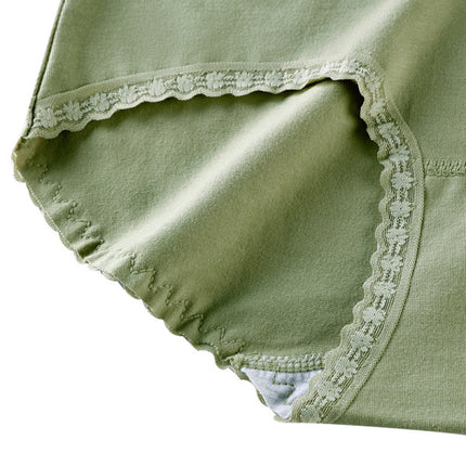 Stylish Lace Patched Hipster Underwear for Women Slim Fit Casual Fashion in Green Spandex