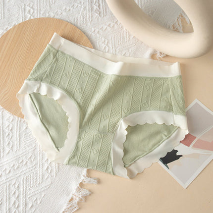 Striped Heart Pattern Underwear Wavy Stylish Women Undergarments Panty Summer Wear Light Thin Fabric - Light Green