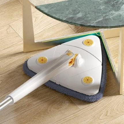 White Adjustable Triangle Mop Automatic Water Squeezing Long Handle for Wall Ceiling Window Reusable Cloth Daily Use