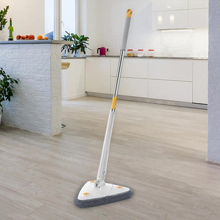 White Adjustable Triangle Mop Automatic Water Squeezing Long Handle for Wall Ceiling Window Reusable Cloth Daily Use