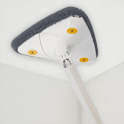 White Adjustable Triangle Mop Automatic Water Squeezing Long Handle for Wall Ceiling Window Reusable Cloth Daily Use