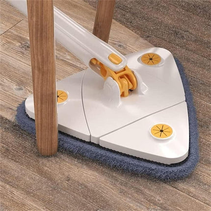 White Adjustable Triangle Mop Automatic Water Squeezing Long Handle for Wall Ceiling Window Reusable Cloth Daily Use