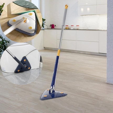 Modern Navy Triangle Mop Adjustable Automatic Squeezing Long Handle Reusable Cloth. Perfect for Daily Cleaning of Walls Ceilings Windows