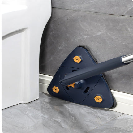 Modern Navy Triangle Mop Adjustable Automatic Squeezing Long Handle Reusable Cloth. Perfect for Daily Cleaning of Walls Ceilings Windows