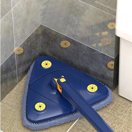 Modern Navy Triangle Mop Adjustable Automatic Squeezing Long Handle Reusable Cloth. Perfect for Daily Cleaning of Walls Ceilings Windows