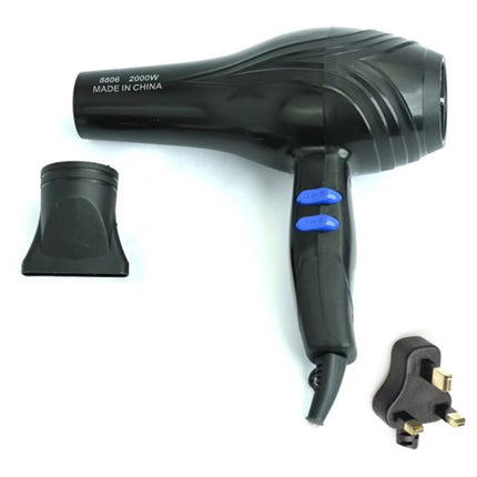 Black High Power 2 Speed Hair Dryer Blower Professional Styling Machine for Men and Women Quick and Easy Styling UK Plug