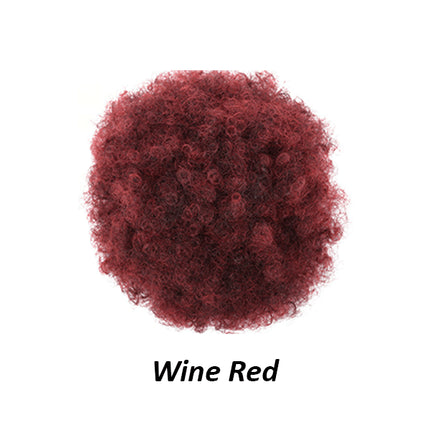 Bold and Beautiful 10 Black Puff Synthetic Wig for Women Afro Style Easy to Wear Wine Red Color