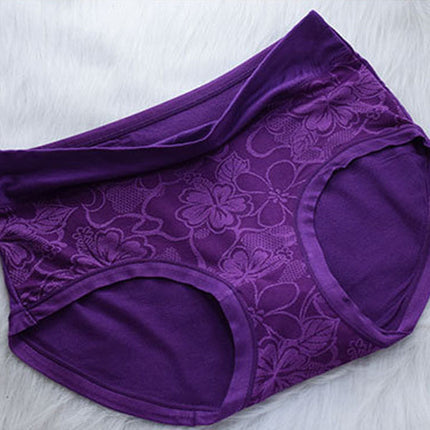 Stylish Floral Hipster Underwear Soft Breathable and Elastic for Women. Normal fit with Cotton Blends and a touch of Spandex. Purple Casual wear.