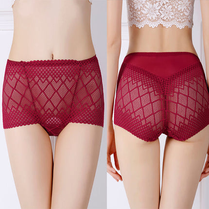 Geometric Print Seductive Thin Hipster Panties Stretchable Light Fabric Women\'s Comfy Innerwear in White Red Perfect for Fashion-Forward Women!