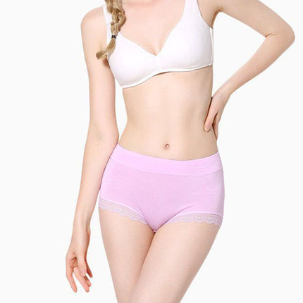 Pretty in Pink Lace Breathable Hipster Underwear for Women Thin Fabric Normal Fit Casual Style Elastic Closure