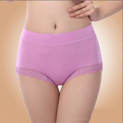 Breathable Light Purple Lace Hipster Women\'s Underwear Casual and Comfortable Inner Wear with Wavy Lace Patch for Girls