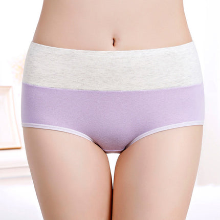 Stylish Light Purple Hipster Cotton Blend Women\'s Underwear Comfortable Elastic Waist Soft Fabric Normal Fit