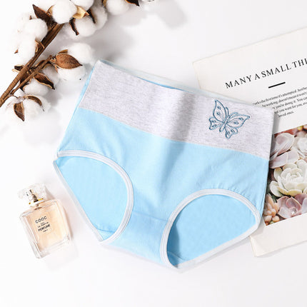 Sky Blue Butterfly Mesh Hipster Underwear Comfortable Cotton Blends Normal Fitting Elastic Waist. Perfect for Everyday Casual Wear.