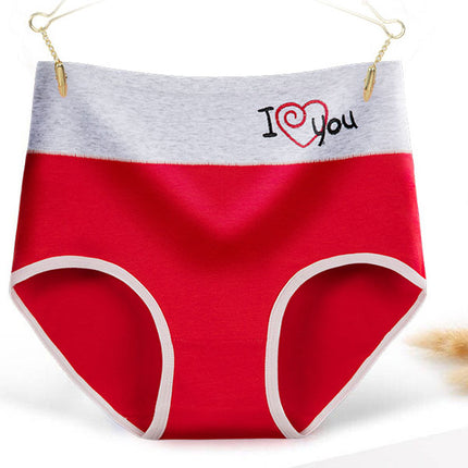 Vibrant Red Hipster Underwear Comfortable Cotton Blends Elastic Waist Casual Style for Women