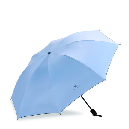 Highly Resistant Nylon Anti-UV Outdoor Umbrella | Lightweight &amp; Easy-Fold Polyester Sun Shade | Sky Blue Water Repellent Utility