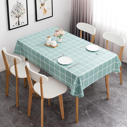 Green Geometric Vinyl Table Cloth Easy Wipe Dust Proof Stain Resistant Protective Cover. Large 137x137cm Size