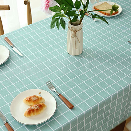 Green Geometric Vinyl Table Cloth Easy Wipe Dust Proof Stain Resistant Protective Cover. Large 137x137cm Size