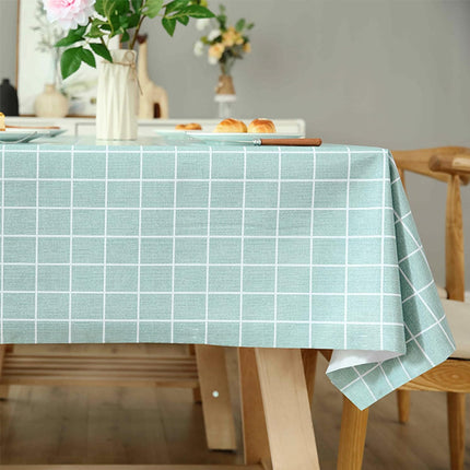 Green Geometric Vinyl Table Cloth Easy Wipe Dust Proof Stain Resistant Protective Cover. Large 137x137cm Size