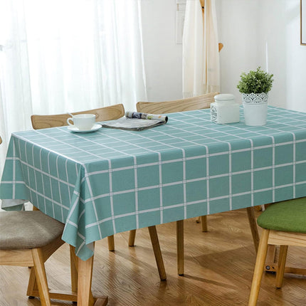 Green Geometric Vinyl Table Cloth Easy Wipe Dust Proof Stain Resistant Protective Cover. Large 137x137cm Size