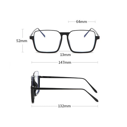 Stylish Square Unisex Sunglasses Retro Half Frame Large Black Glasses for Men and Women Plastic Frame and Safety Fibre Lens