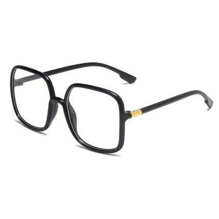 Clear View Square Large Black Frame Retro Fashion Glasses for Stylish Girls