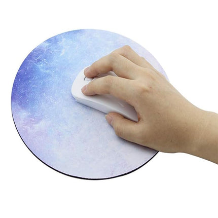 Sky Blue Rubber Mouse Pad Round Shape Anti-Skid Non-Slip Galaxy Pattern for Computer Mouse