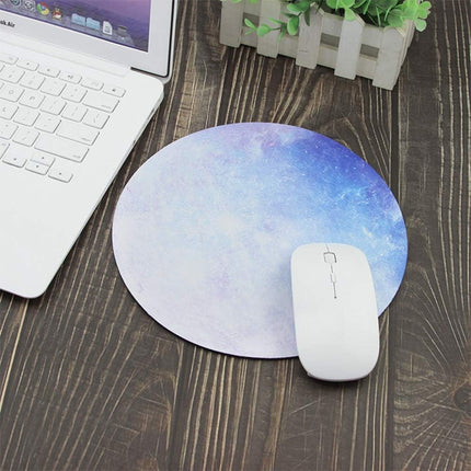 Sky Blue Rubber Mouse Pad Round Shape Anti-Skid Non-Slip Galaxy Pattern for Computer Mouse