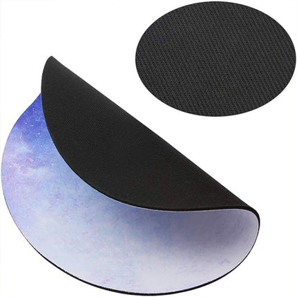 Sky Blue Rubber Mouse Pad Round Shape Anti-Skid Non-Slip Galaxy Pattern for Computer Mouse