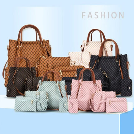 High Quality Double Handle Four Pieces Bags Set Zipper Closure Girls Fashion Wide Capacity Tote Bag Set Women Stylish Square Shape Bags