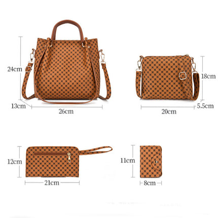 High Quality Double Handle Four Pieces Bags Set Zipper Closure Girls Fashion Wide Capacity Tote Bag Set Women Stylish Square Shape Bags