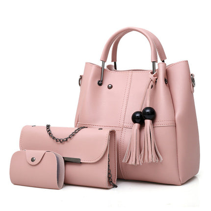 Ultimate Pink Trio Stylish and Versatile Women\'s Bag Set with Zipper Closure Double Handles Perfect for any Casual Look