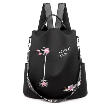 Floral Embroidery Double Handle Backpack Waterproof | Wide Capacity | Multifunctional | Women\'s Traveller Bag