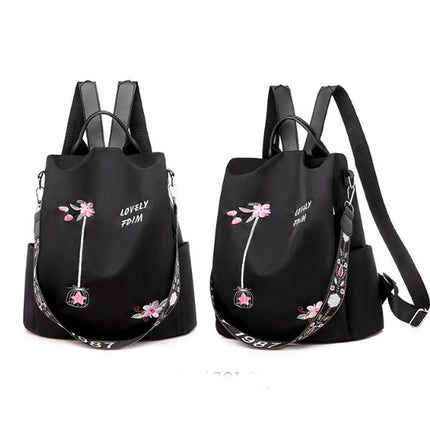 Floral Embroidery Double Handle Backpack Waterproof | Wide Capacity | Multifunctional | Women\'s Traveller Bag