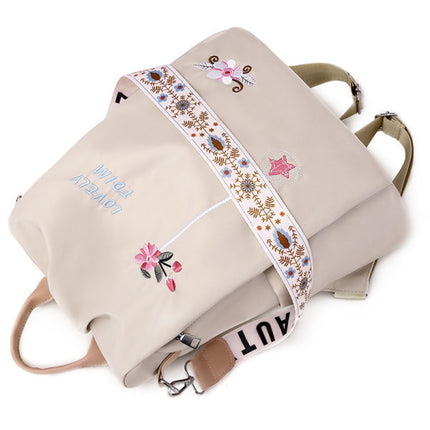 Chic Floral Embroidery Women\'s Travel Backpack Waterproof Multifunctional Wide Capacity Bag Ideal for Outdoor Adventures