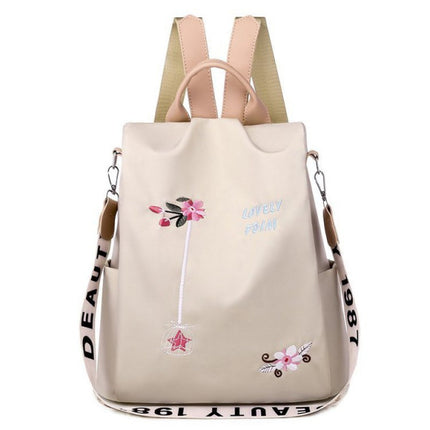 Chic Floral Embroidery Women\'s Travel Backpack Waterproof Multifunctional Wide Capacity Bag Ideal for Outdoor Adventures